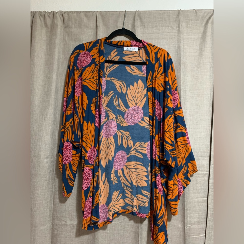 Fighting Eel | Ava Sky Kimono in Ulu Print One Size